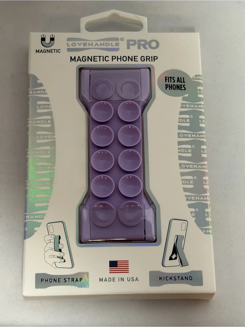 NWT LOVE HANDLE PRO Magnetic phone Grip Fits All Phones in Purple
